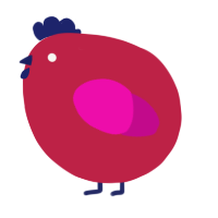 A crimson and fuchsia chicken