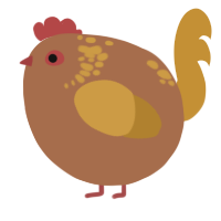 A brown and gold chicken with a neck-speckle pattern