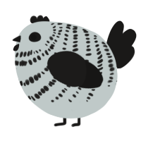 A silver and sable chicken with a bar pattern