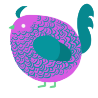 A orchid and teal chicken with a double-lace pattern