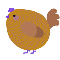 A ochre and brown chicken with a lace pattern