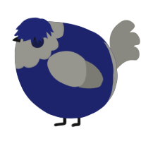 A navy and ash chicken with a head pattern