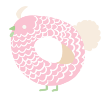 A rose and cream chicken with a lace pattern