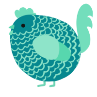A teal and mint chicken with a lace pattern