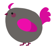 A grey and fuchsia chicken