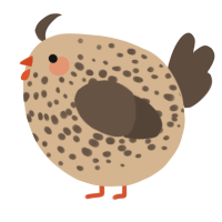 A beige and bark chicken with a speckle pattern