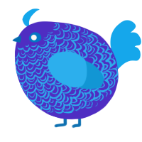 A indigo and sky chicken with a double-lace pattern