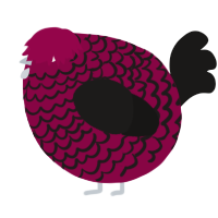 A maroon and sable chicken with a lace pattern