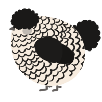 A cream and sable chicken with a lace pattern