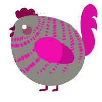 A ash and fuchsia chicken with a bar pattern