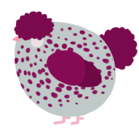 A silver and wine chicken with a speckle pattern