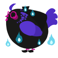 A sable and indigo chicken with a neck-speckle pattern