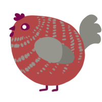 A red and ash chicken with a bar pattern