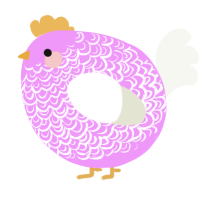 A lavender and white chicken with a double-lace pattern