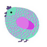 A mint and orchid chicken with a lace pattern