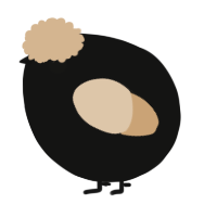 A black and beige chicken