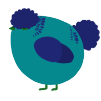 A teal and navy chicken with a neck-band pattern