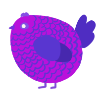 A amethyst and indigo chicken with a lace pattern
