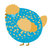 A cerulean and honey chicken with a speckle pattern