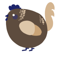 A bark and beige chicken with a neck-band pattern