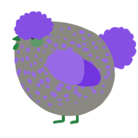 A ash and blurple chicken with a speckle pattern