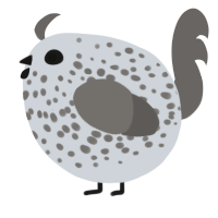 A mist and grey chicken with a speckle pattern