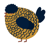 A gold and tumblr chicken with a lace pattern