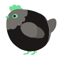 A sable and grey chicken with a head pattern