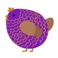 A violet and brown chicken with a lace pattern
