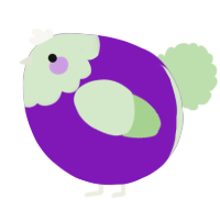 A violet and gluppy chicken with a head pattern