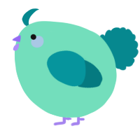 A mint and teal chicken