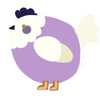 A lilac and white chicken with a head pattern