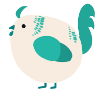 A cream and turquoise chicken with a neck-band pattern