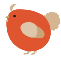 A vermilion and beige chicken