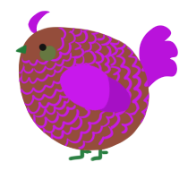 A russet and amethyst chicken with a lace pattern