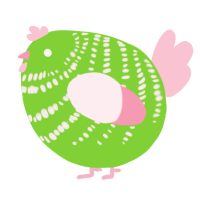 A grass and rose chicken with a bar pattern