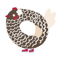 A bark and cream chicken with a lace pattern