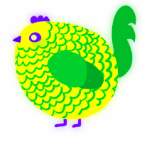 A lime and viridian chicken with a lace pattern