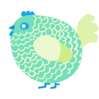 A mint and apple chicken with a lace pattern