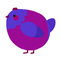 A plum and indigo chicken with a head pattern