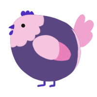 A overcast and pink chicken with a head pattern