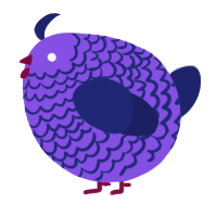 A blurple and navy chicken with a lace pattern