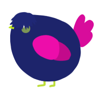A navy and fuchsia chicken