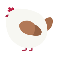 A white and brown chicken