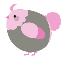 A ash and pink chicken with a head pattern