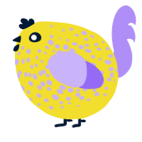 A yellow and lilac chicken with a speckle pattern