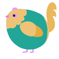A turquoise and honey chicken with a head pattern
