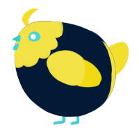 A tumblr and yellow chicken with a head pattern