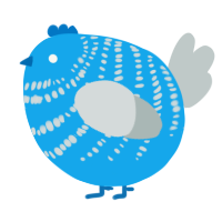 A sky and silver chicken with a bar pattern