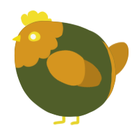A olive and ochre chicken with a head pattern